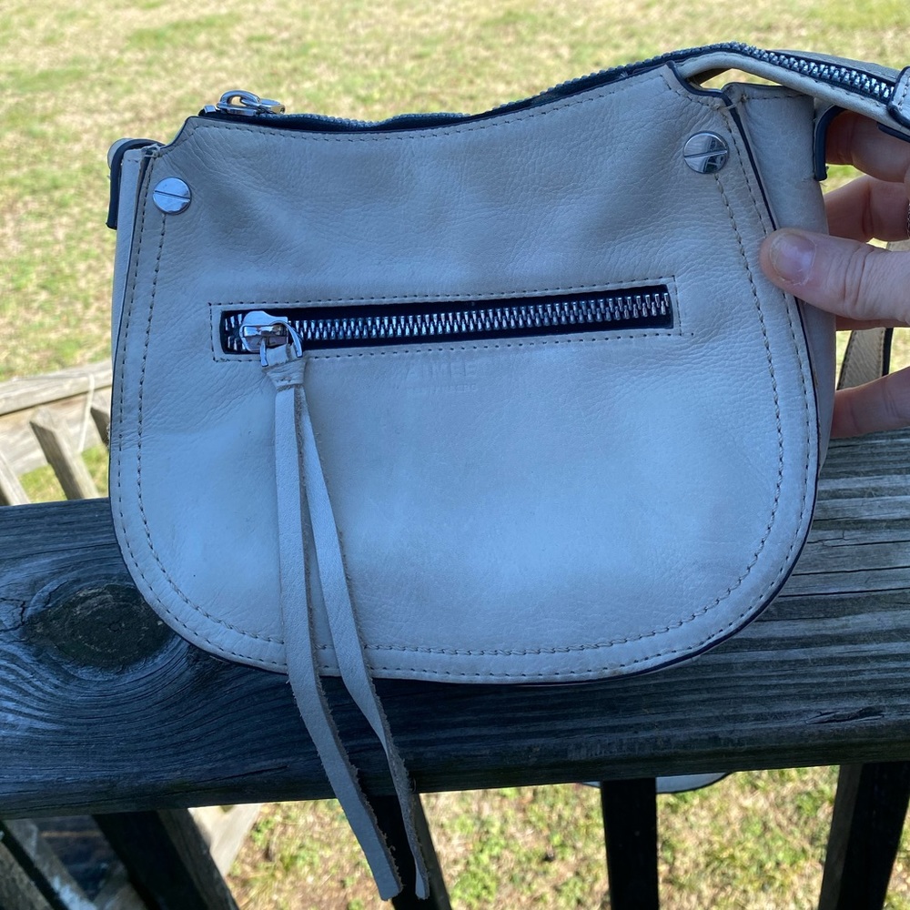 Aimee Kestenberg crossbody shoulder bag off white genuine pebble leather